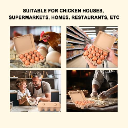 30 Pcs Blank Pulp Egg Cartons, 3 * 4 Style Square Tray, Holds 12 Eggs, Made of Recycled Pulp, Sturdy and Durable, Suitable for Egg Containers at Home, Chicken Houses, Markets, Restaurants