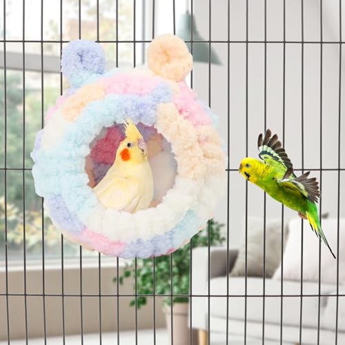 Wontee Bird Nest Bed Breeding House Winter Warm Snuggle Hut for Budgies Parakeets Cockatiels Lovebirds Canaries (Multi-Colored) - color: Multi-Colored