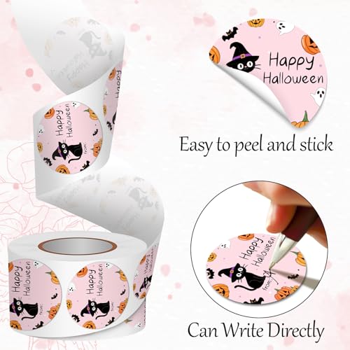 Louise Maelys 500 Pcs Happy Halloween Stickers, 2 Inch | Writable Halloween Stickers Label for Goodie Bags Envelope Decorations, Party Supplies, Treat Bags, Pumpkins, Crafts - color: Color3