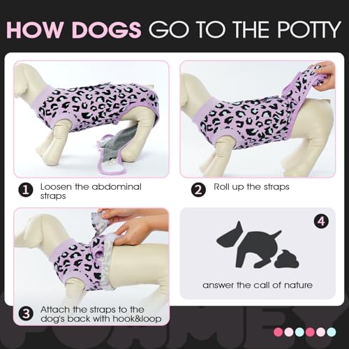 Dog Recovery Suit, Soft Surgical Suit for Dogs Onesie for Surgery | Cone Alternative after Surgery, Abdominal Wound Protector, Anti Lick Suit, Dog Onesie for Surgery Female Purple Leopard XS - color: Purple Leopard, size: Xs(back:8.3-11.4in,wt:4-7lbs)