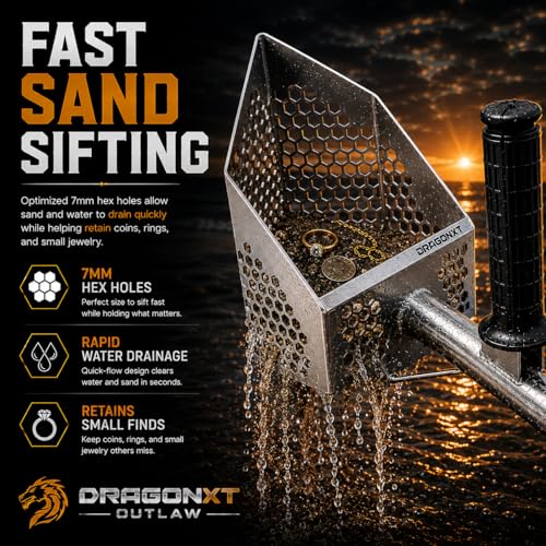 Outlaw Premium Stainless Steel Beach Sand Scoop for Metal Detecting (Scoop + Long Handle) - size: Scoop + Long Handle