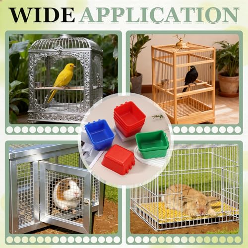 Cage Cups, 4.9x3.7x2.4 Inch Parakeet Feeder Bird Cage Accessories Hanging Food Water Dispenser, (Blue, 6 Pcs), Intended for Pet/Pigeon/Parrot/Chicken - color: Blue