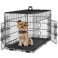 Yaheetech 30inch Double Door Dog Crate w/Divider, Collapsible Metal Kennel | Heavy-duty Sturdy Metal Frame, Easy Assemble, Fold Up for Travel, Removable Tray, Ideal for Puppies, Small to Medium Dogs - size: 30" L