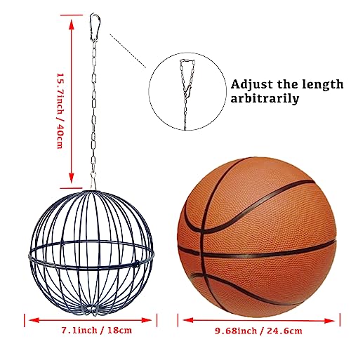Hanging Chicken Feeder 7.1 Inch Chicken Veggie Treat Ball 1PCS Black | Large IronSturdy Chicken Treat Holder with 15.7 Inch Hanging Chain - color: Black