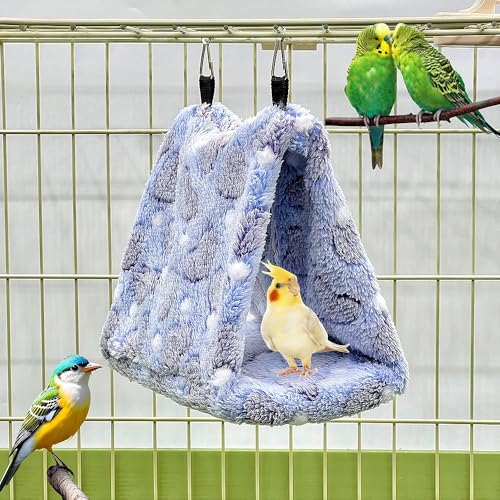 2 Pack Bird Nest Plush Snuggle Bird Hammock Hanging Bird Cave Parrot Sleeping Bed Shed Hut Hanging Tent for Budgie Finch Parakeet Cockatiel Cockatoo Lovebird-Loving Heart (Brown&Purple) - color: Brown&Purple(Loving Heart)