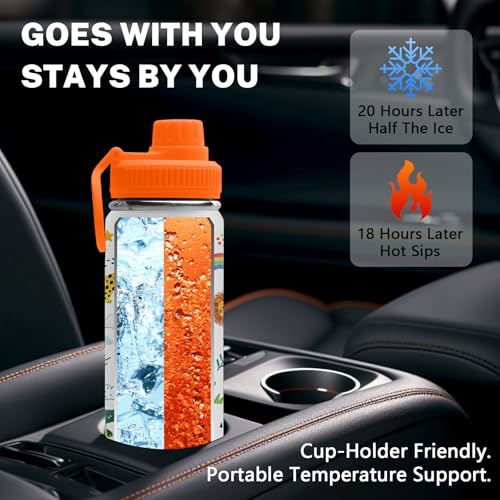 Animal 18 oz Water Bottle, with 2 Lids Handle, Insulated Sports Cup | 18oz Stainless Steel Travel Tumbler, Reusable Leak proof Anti Slip Boot Mug, Christmas Birthday Animal Gift for Son - color: Animal