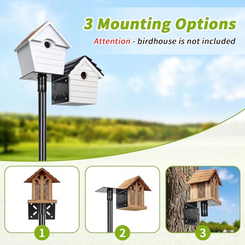 Bird House Pole, 80 Inch Bird Feeder Pole Stand with 1-Inch Dia Heavy Duty Birdhouse Pole Mount Kit for Outdoors Smart Birdhouse, Weather Station