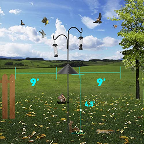 Shepherd Hook Squirrel Proof 2 Bird Feeder � Wild Bird Station - Powder Coated 90in Steel Pole � Squirrel Baffle � 2 Feeders � 1 Squirrel Peanut Feeder - 5 Prong Base � PATENT PENDING - color: Pole Included Feeder Shepherd 2