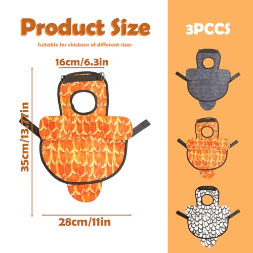 Chicken Saddle for Hens, Chicken Apron Back Protector for Hens with Adjustable Straps, Chicken Hen Mating Saddle for Poultry Feather Protection, Easy to Wear 3PCS
