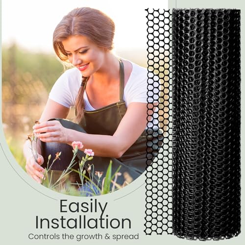 6 Rolls Plastic Chicken Wire Fencing Mesh 120 x 15.7 Inch Each Plastic Mesh Fence with Zip Ties Hexagonal Poultry Netting Garden Fencing Cat and Bird Netting (Black) - color: Black