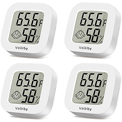 Vaikby Indoor Thermometer 4Pack, Humidity Gauge Meter Digital Hygrometer Room Thermometer for Home, Hight Accurate Temperature and Humidity Monitor for Greenhouse, Reptile, Humidors, Cellar, Office - size: ℉