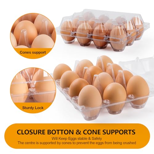 120 Pack Plastic Egg Cartons Cheap Bulk 12 Count, Clear Egg Trays 3x4 Grids | Bulk Egg Carton Fits Small to M Chicken Eggs, Reusable Egg Holder/Container for Family, Chicken Farm and Markets - size: 120P3×4