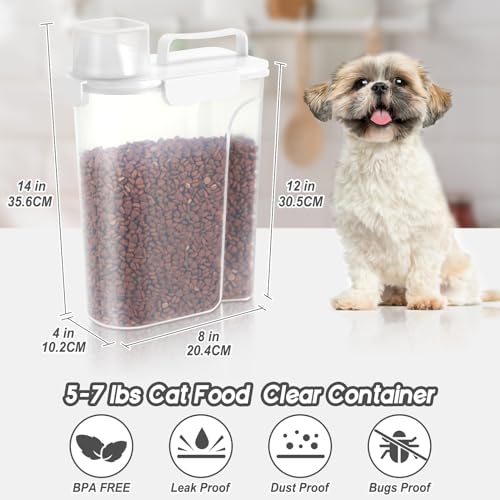 LEAWALK 5-7LBS Plastic Dog Cat Storage Container PBA-free, Pet Food Containers with 4-Buckle Handle Design is Leak-Proof, Easy to Clean and Portable-Whtie - color: White, size: 5L-1pack
