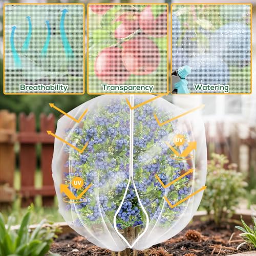 2 Pack 4 x 5 ft Fruit Tree Netting Covers with Zipper and Drawstring | Ultra-Fine Mesh Plant Cover for Fruit Trees, Flowers and Vegetables, Helps Shield Plants from Birds and Insects - size: 5 x 4FT/2Pack