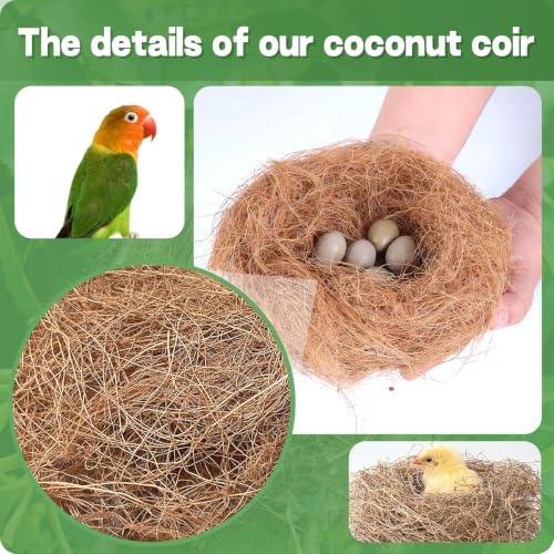 Bird Nesting Material,100% Natural Coconut Fiber Bird Nest Bedding, 3.7oz，Safe&Soft Nesting Supplies for Hummingbirds, Canaries, Parakeets, Wild Birds | for Bird Cages, Nest Boxes, Outdoor Bird Houses