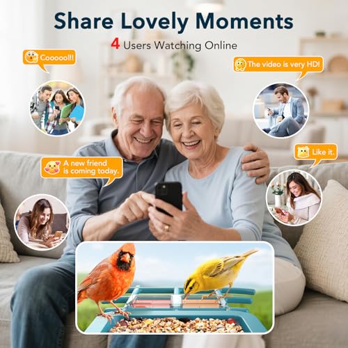 PeckCam® Bird Feeder with Camera Solar Powered 2K Live Video Auto Capture | AI Bird Species Identification, Instant App Alert, IP65 Waterproof, Easy Setup, Backyard Bird-Watching, Gift for Bird Lovers - color: Light Blue