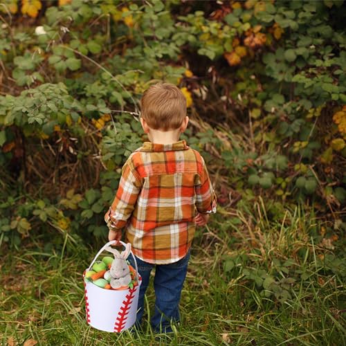 XinblueCo Baseball Basket Easter Baskets for Canvas Easter Egg Hunt Baskets - color: baseball basket1