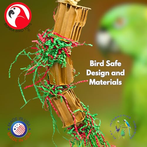 Bonka Bird Toys 3831 Medium Gift Box 16" x 2" Cardboard and Paper Shreddable Foraging Toy for Medium to Large Parrots Chewing Enrichment Cage Toy Amazon Eclectus and Similar