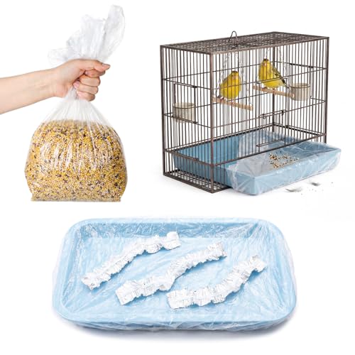 100 Pcs Disposable Bird Cage Liners Bags Accessories,Large Style | Clear Plastic Parakeet Liner Bags, Universal Birdcage Liner Bags for Parakeets, Parrots, Finches, Canaries, Cockatiels - style: Large Style