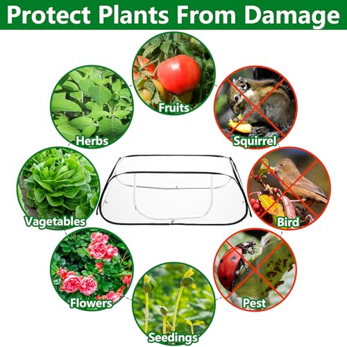 45" x 22" x 16" Pop Up Garden Rows Plants Cover, Raised Garden Beds Vegetable Rows Plant Protector, Insect Bird Barrier Plant Net Cage with Stakes for Protecting Seedlings Fruits Vegetable Row - color: 1 Pc