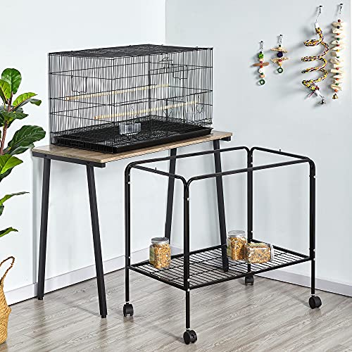 Topeakmart Flight Cages for Parakeets Small Birds Budgies Finches Canaries Lovebirds Sun Conures Parrots Bird Cage w/Rolling Stand, Black
