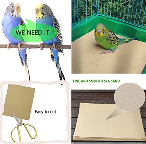 Firdnyohs 20PCS Gravel Paper for Bird Cage,11x17 Inch Bird cage Liner Gravel Paper Special for Bird Cage in sea Sand-Great for Hard-Billed Birds Safe& Clean & Easy for Improved Digestion… - size: 11" x 17"