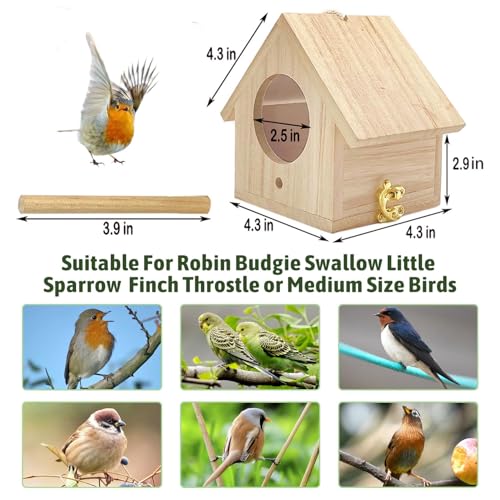 Tfwadmx Wooden Bird House, Hanging Birdhouse for Outside, Garden Patio Decorative Nest Box Bird House for Robin Budgie Swallow Little Sparrow Finch Throstle or Medium Size Birds