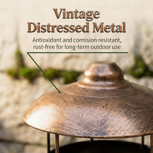 Metal Roof Bird Feeder for Outdoors,Retro Lantern Easy-Clean | Unique Retro Lantern Style, Heavy-Duty Metal Easy-Clean Tray, Garden Yard Patio Decor