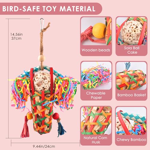 KATUMO Bird Toys Parakeet Toy Cockatiel Shredding Chew Conure Foraging Sola Enrichment for Conure Cockatiel Parakeet Lovebird Small to Medium Birds (2 Pcs) - size: 2 Pcs