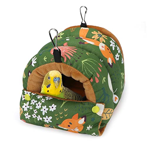 Wontee Bird Nest House Winter Warm Snuggle Hut Bird Bed Hanging Hammock for Parrots Budgies Parakeets Caique Senegal Cockatiels Conures (Small, Green) - color: Green, size: Small