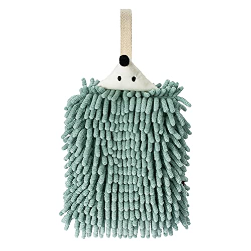 Hanging Bathroom Hand Towels Super Fluffy Chenille Animal Towels, High Absorbent Hand Towels, Quick Dry Your Hands Hedgehog Green - color: Green