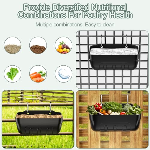 Goat Feeders Hanging Poultry Feeder Trough for Livestock, 6*3.5 Quart Black | Goat Feeder, Hanging Chicken Waterer Feeder - size: 6*3.5 Quart