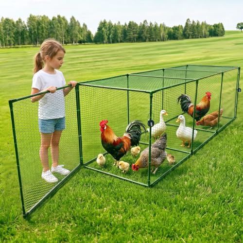 Heavy Duty Chicken Tunnel - 6-Section Portable Chicken Run with PVC Coated Wire Mesh & Steel Frame, Outdoor DIY Chicken Tunnel for Yard, Predator-Proof (1, 73 * 24 * 24 inches) - size: 73*24*24 inches