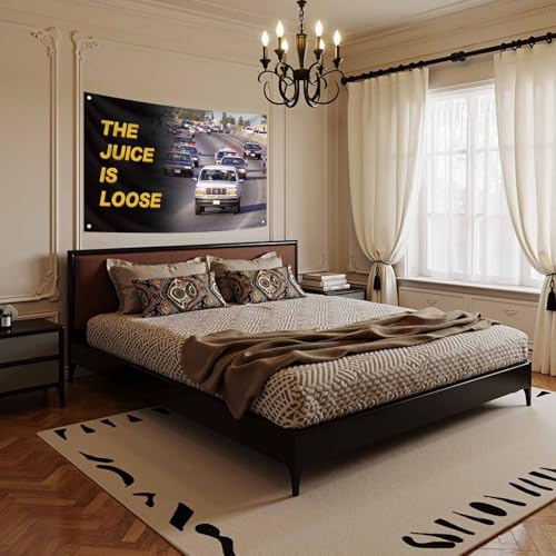 The Juice is Loose Flag Police Chase Scene 3X5 Feet Banner College Dorm | Living Room,Man Cave Frat Wall Outdoor Decor,With 4 Brass Grommets - color: G1