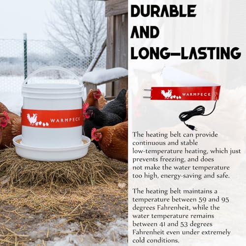 Remerry 2 Pcs 31.4 Inch Thermostatic Bucket Belt Chicken Water Heater for Winter Strap Heated with 6 ft Power Cord for 2-5 Gal Buckets Self Regulating Poultry Water Heater Band for Prevent Freezing