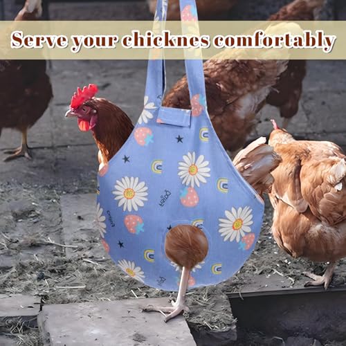 2 Pack Chicken Carrier Bag Saddle, Canvas Chicken Holder Sling Catching Hand Bag for Hen Rooster Poultry Poultry Transport, Travel - style: Flower