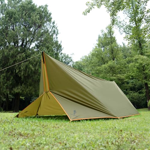 FREE SOLDIER Waterproof Camping Tarp Shelter Awning | Lightweight, Compact, Quick Setup, Waterproof Sun Shelter Campingtarp,For Backpacking, Beach, Travel and Outdoor Activities - color: Brown 10×10.5ft