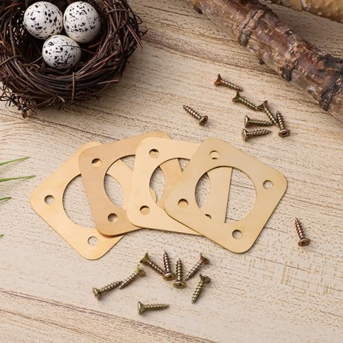 POPETPOP Birdhouse Predator : 8Pcs Metal Birdhouse Hole Protector with Screws Predator Guards for Houses - House Entry Copper Portal Hole Protector, Golden