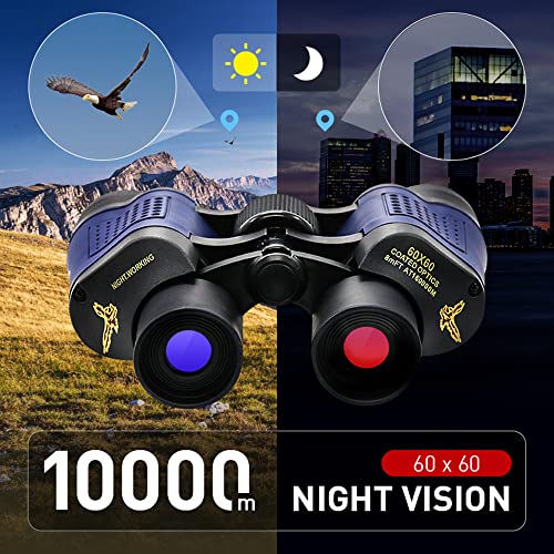 60X60 Binoculars for Adults with Low Light Night Vision, Professional Waterproof High Power Optical Telescope for Stargazing Bird Watching Concerts Football Sightseeing Hunting