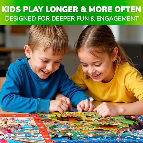 Jigsaw Puzzles for Kids Ages 4-6 - 4 x 60 Piece Kids Puzzles Ages 5-8 | Search and Find Puzzles for Kids Ages 6-8 - Toddlers Puzzles Ages 3-5 Year Old - Forest, Polar, Usa Park and City Animal - color: Animals