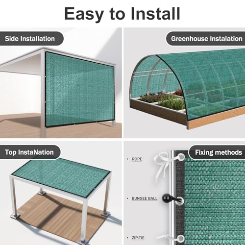 SUNNY GUARD Sun Shade Cloth, 6 x 12 FT Green HDPE Mesh | 85-95% Breathable shade cover creates a cooler space for plants, vegetables, greenhouses, patios, chicken coops, and kennels - color: 90 SHADE-GREEN, size: 6 FT x 12 FT