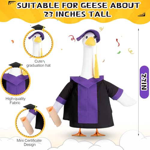 Abbylike Graduation Porch Goose Outfits Lawn Goose Clothes with Graduation Cap and Gown Fits Large 23'' Cement Statue - style: Graduation Season