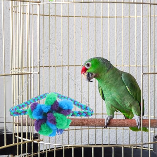 Toyvian Parrot Swing Hemp Rope Bird Chew Toy Hanging Cage Bird Accessories Parrot Perch for Cockatiel Parakeet Small Animal Play and Chew