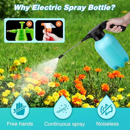 0.5 Gallon Electric Spray Bottle Plant Mister Blue Style | Rechargeable Battery Powered Sprayer with Adjustable Spout, for Indoor Outdoor Plants, Gardening and Cleaning - style: Blue Style