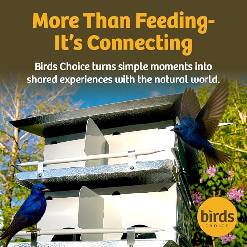 Birds Choice Premium Aluminum Purple Martin House – 12 Room, 3 Floor Birdhouse with Starling Resistant Entrance Holes, Ventilated Roof & Easy Cleaning, Unassembled | Starling Resistant Entrance Holes, Ventilated Roof for Cooler Nests, Easy Cleaning Access