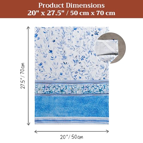 Maison d' Hermine Kitchen Towels Set of 3 Reusable 100% Cotton 27.50" x 20" | Cloth Tea Dish Towels Absorbent with Hanging Loop for Kitchen Dining Party Wedding Hotel Home Spring Summer - Summer Blues - color: 039 - Summer Blues