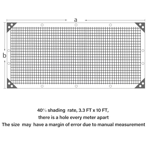 winemana 40% Black Shade Cloth, 3.3 x 10 FT Garden Mesh Tarp for Plants Heat Protection with Grommets, Sunshade Plant Cover for Greenhouse, Barns Kennel, Outdoor Netting Screens for Patio & Porch - size: 40%-3.3 FT x 10 FT