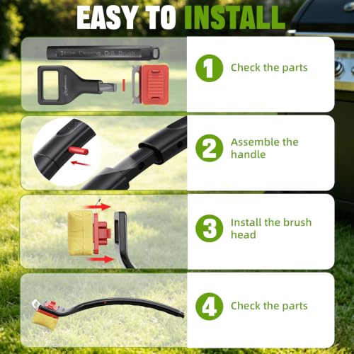 NEWKITCHEN Grill Brush Bristle Free, BBQ Grill Brush for Outdoor Grill, Extended Handle, Replaceable Cleaning Head with Scraper