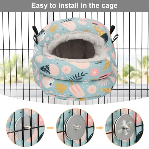 Bird Nest House Winter Warm Bird Bed Hanging Hammock Snuggle Hut for Parakeets Budgies Cockatiels Conures Quaker Parrot (Small, Blue) | Soft fleece warm, plastic support plate anti-collapse, removable washable pad, dual mount, for parakeets/cockatiels/con