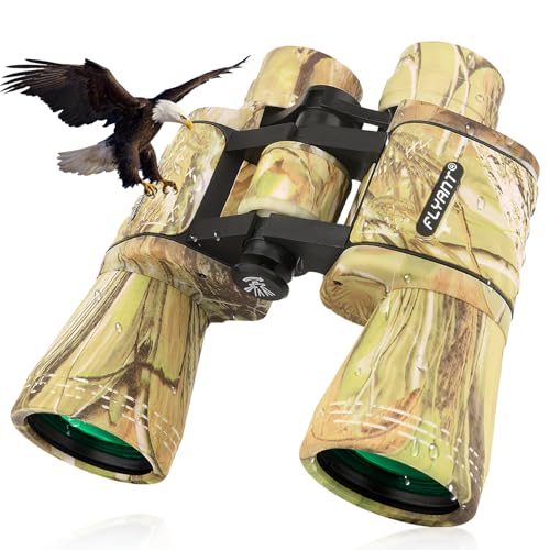 20x50 High Powered Binoculars for Adults, Waterproof Binoculars with Low Light Vision for Bird Watching Hunting Camping Travel Cruise Hiking Sports Stargazing, Birthday Gifts for Men - color: Yellow Camouflage